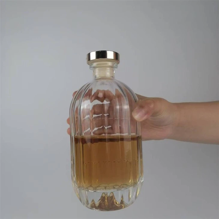 Thick Bottom Oval Glass Liquor Bottle With T Cap
